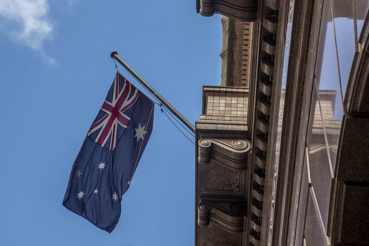 Former Australian Deputy Prime Minster For Nearly 10 Years, Doug Anthony passes. Australia flag in Martin Place in Sydney, Australia on Nov. 11, 2020. (Jenny Evans/Getty Images)