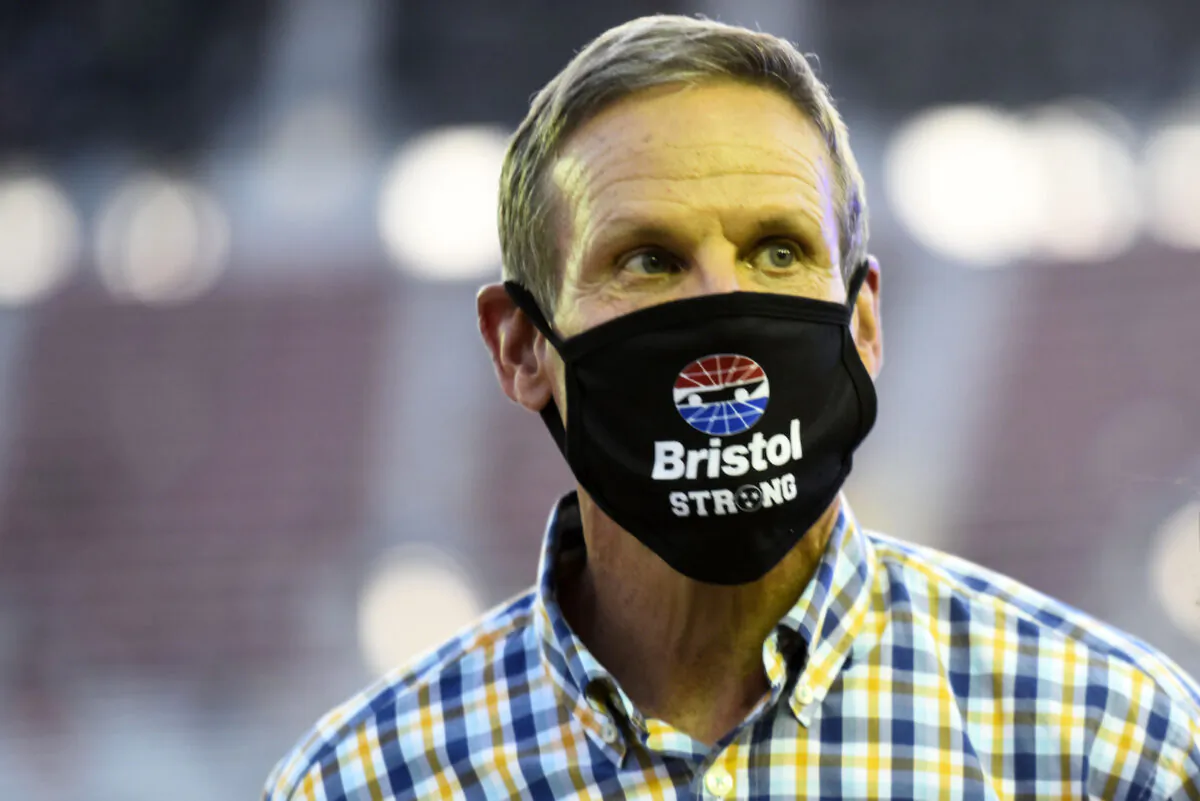 Tennessee Gov. Bill Lee gives the command to start engines prior to the NASCAR Cup Series All-Star Race at Bristol Motor Speedway in Bristol, Tenn., on July 15, 2020. (Jared C. Tilton/Getty Images)