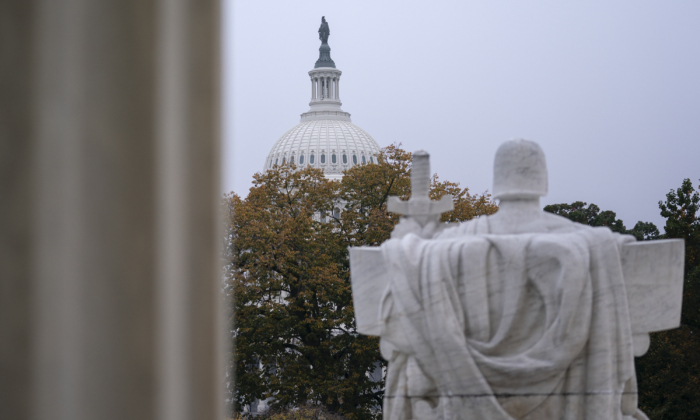 The U.S. Capitol is seen from the Supreme Court in Washington on Oct. 20, 2020. (Stefani Reynolds/Getty Images)