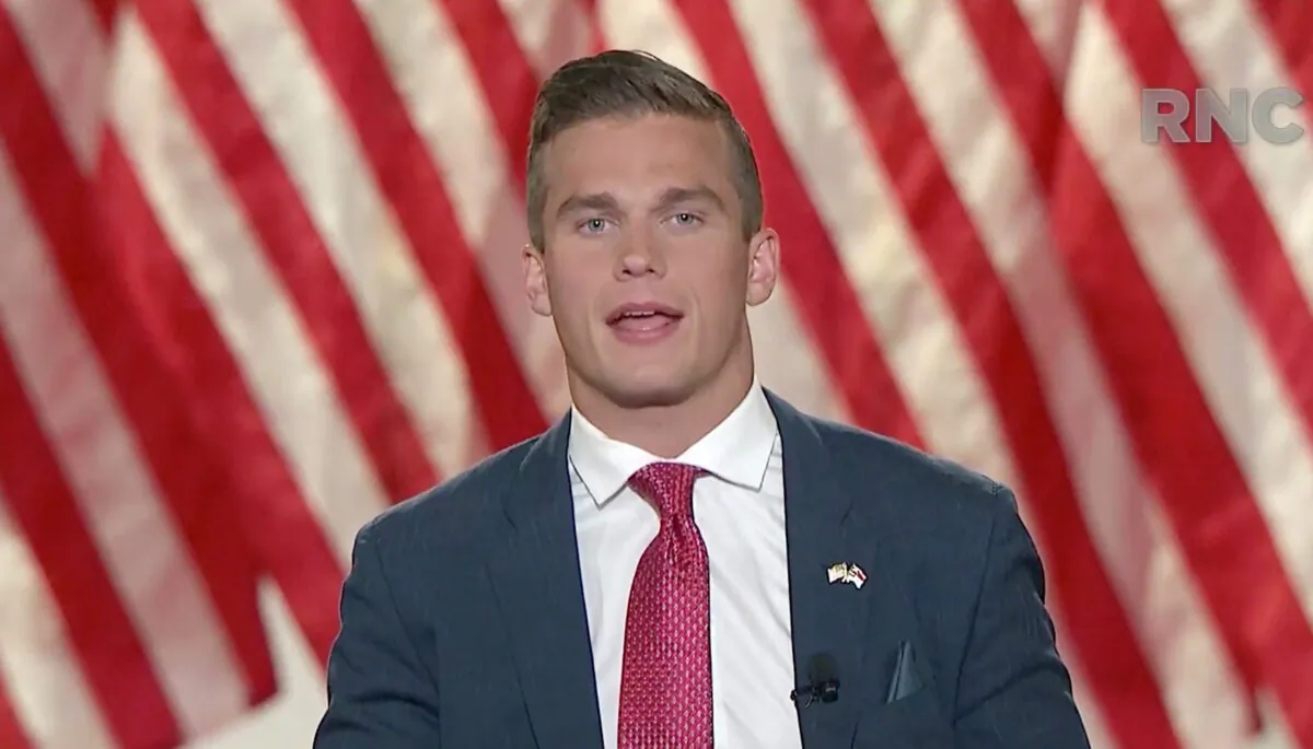 In this screenshot from the RNC’s livestream of the 2020 Republican National Convention, Rep.-elect Madison Cawthorn addresses the convention. (Courtesy of the Committee on Arrangements for the 2020 Republican National Committee via Getty Images)