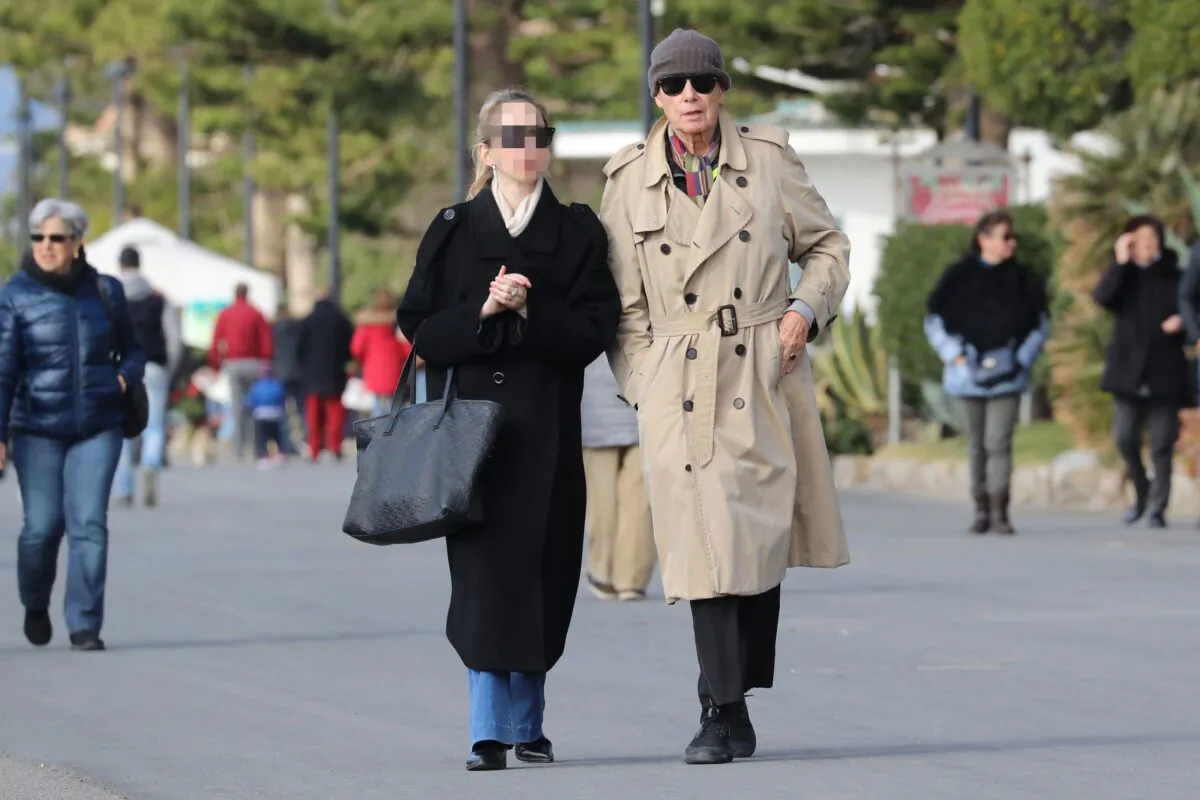 French writer Gabriel Matzneff walks with a companion in Bordighera, Italy, on Feb. 16, 2020. Matzneff, who for years boasted of his preference for sex with adolescent girls and boys and wrote about it, is under police investigation for child rape and faces trial in the coming year. (Valery Hache/AFP via Getty Images)