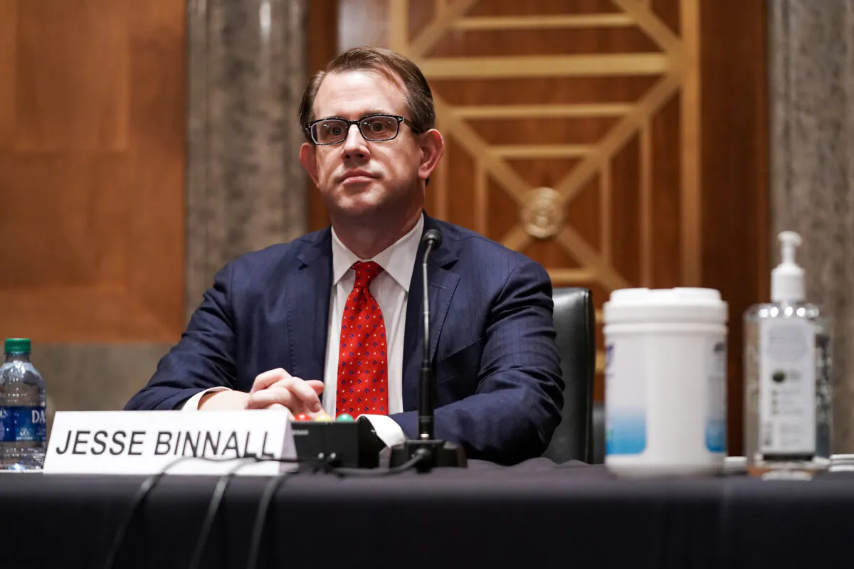 Jesse Binnall, an attorney for President Donald Trump's campaign, arrives for a Senate Homeland Security and Governmental Affairs Committee hearing to discuss election "irregularities," in Washington on Dec. 16, 2020. (Greg Nash/Pool/Getty Images)