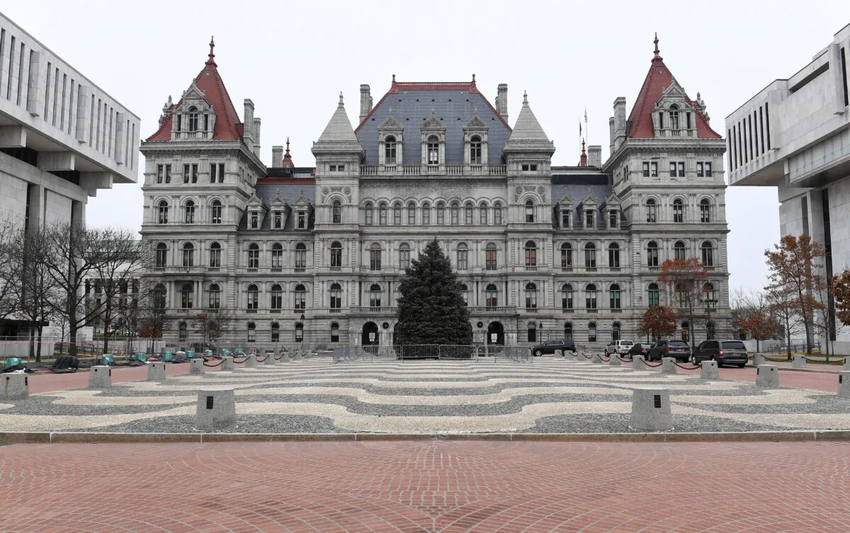 Exterior view of the New York Capitol in Albany, N.Y., on Dec. 14, 2020. (Hans Pennink/Pool/AFP via Getty Images)