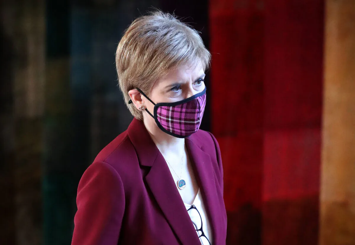 Scottish First Minister, Nicola Sturgeon arrives to update MSPs on any changes to the COVID-19 five-level system in Scotland at the parliament in Holyrood on Dec. 15, 2020 in Ediburgh, Scotland. (Andrew Milligan - Pool/Getty Images)