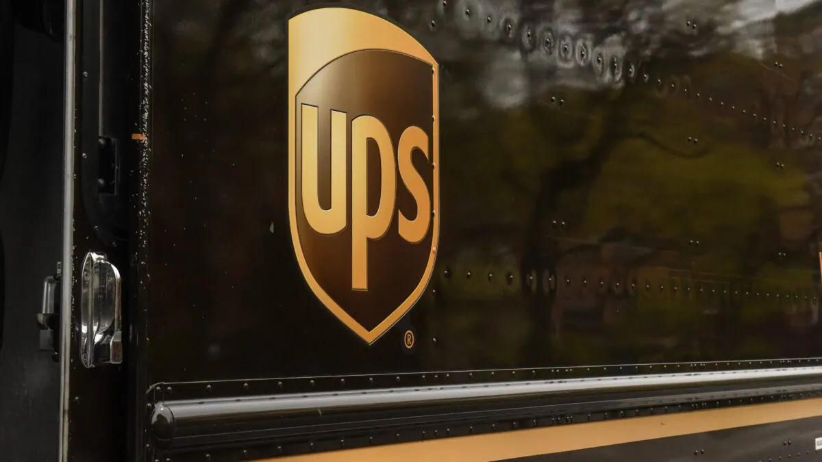 A UPS logo in New York City on April 29, 2020. (Stephanie Keith/Getty Images)