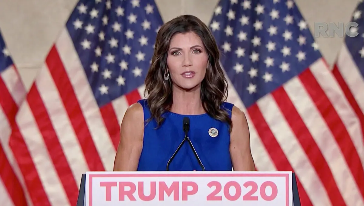 South Dakota Gov. Kristi Noem addresses the Republican National Convention on Aug. 26, 2020.  (Courtesy of the Committee on Arrangements for the 2020 Republican National Committee via Getty Images)