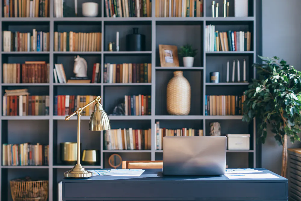 Mix in some photos between books so it doesn't all seem overstaged. (Undrey/Shutterstock)