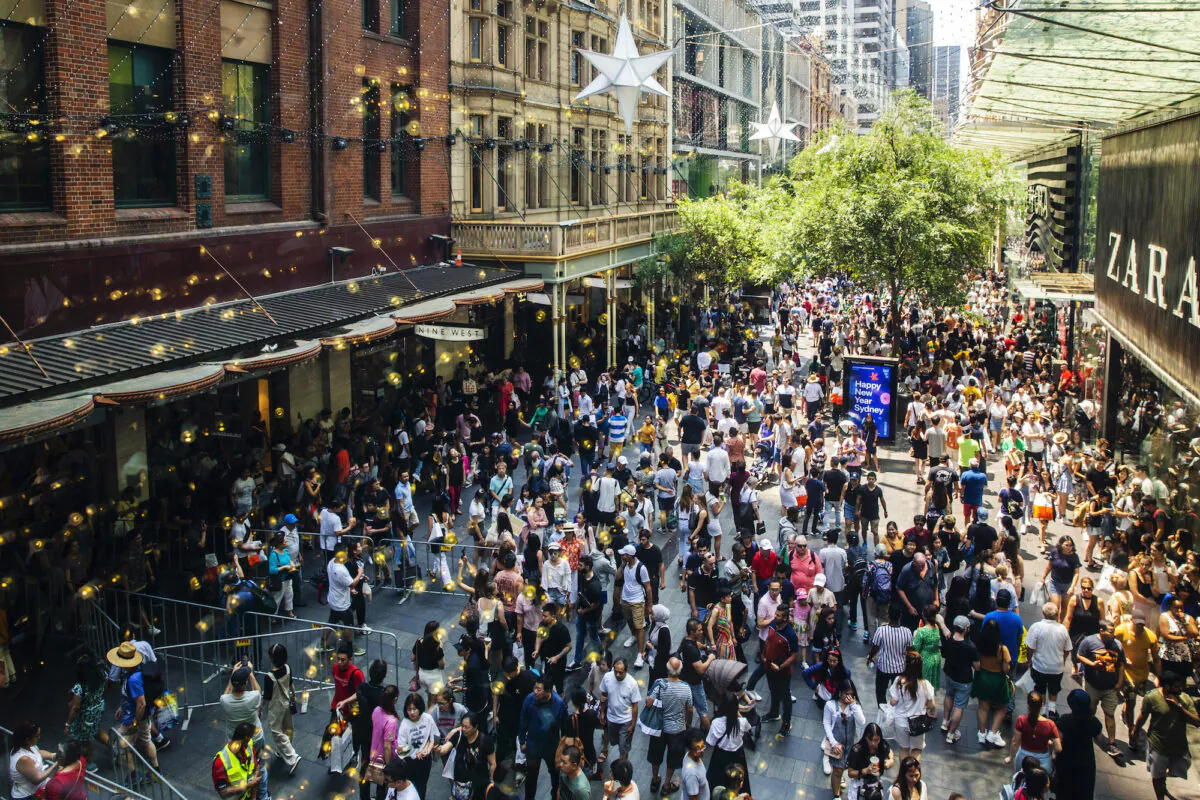 Shoppers are seen in the Pitt Street Mall during the Boxing Day sales in Sydney, Australia on Dec. 26, 2019. (Jenny Evans/Getty Images)