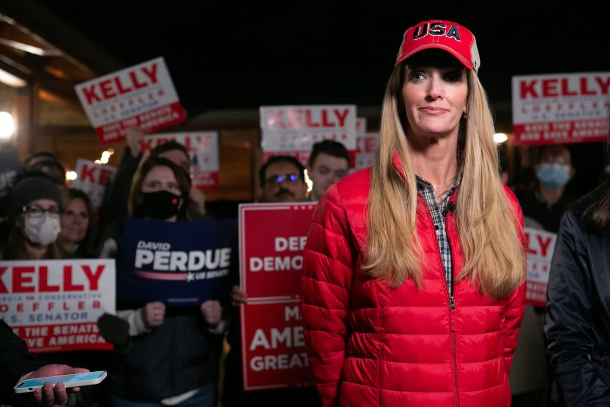 Sen. Kelly Loeffler (R-Ga.) at a rally in Cumming, Ga., on Dec. 20, 2020. (Jessica McGowan/Getty Images)