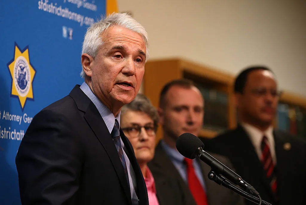 George Gascón, then-San Francisco district attorney who took office as Los Angeles County district attorney on Dec. 7, 2020, speaks during a new conference in San Francisco on Dec. 9, 2014. (Justin Sullivan/Getty Images)