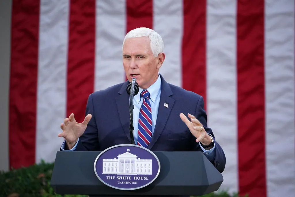 Vice President Mike Pence in the Rose Garden of the White House in Washington on Nov. 13, 2020. (Mandel Ngan/AFP via Getty Images)