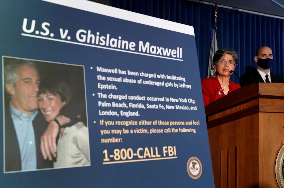 Audrey Strauss, acting United States attorney for the Southern District of New York, speaks alongside William Sweeney Jr., assistant director-in-charge of the FBI's New York Office, at a news conference announcing charges against Ghislaine Maxwell, in New York City on July 2, 2020. (Lucas Jackson/Reuters)