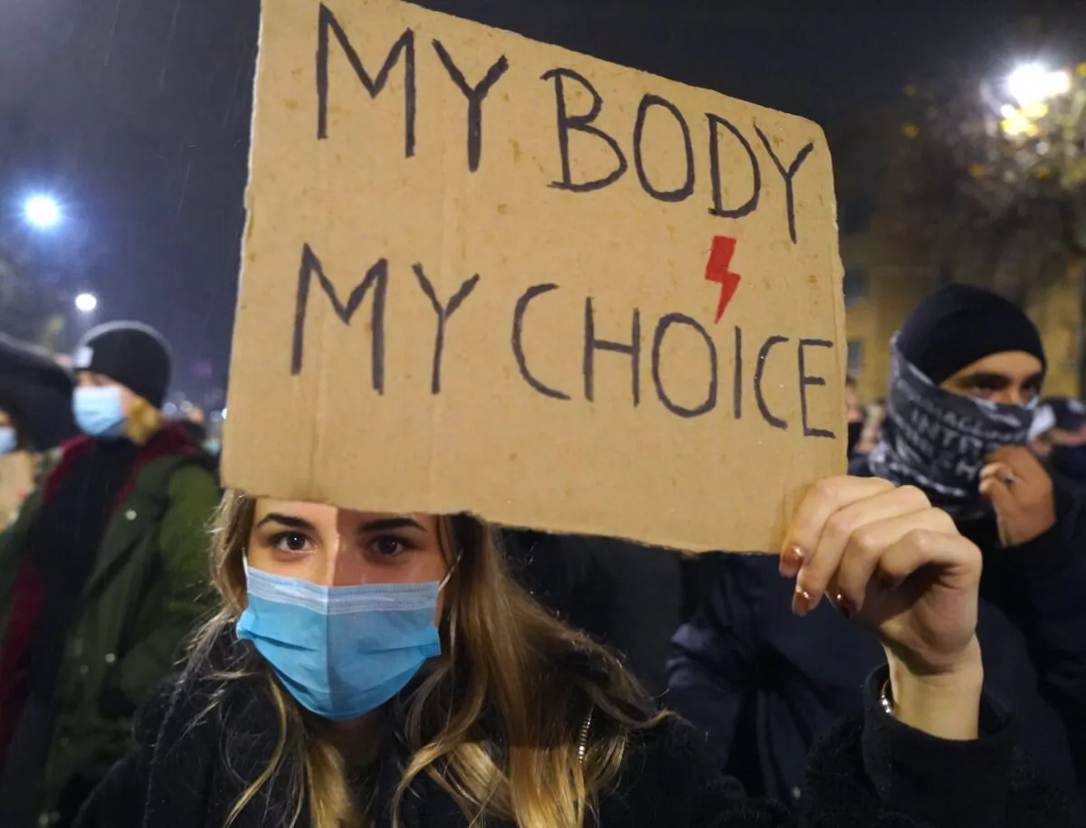 Pro-abortion protesters attend a demonstration against a decision by Poland's Constitutional Court on abortion law restriction in Warsaw, Poland, on Oct. 23, 2020. (Janek Skarzynski/AFP via Getty Images)