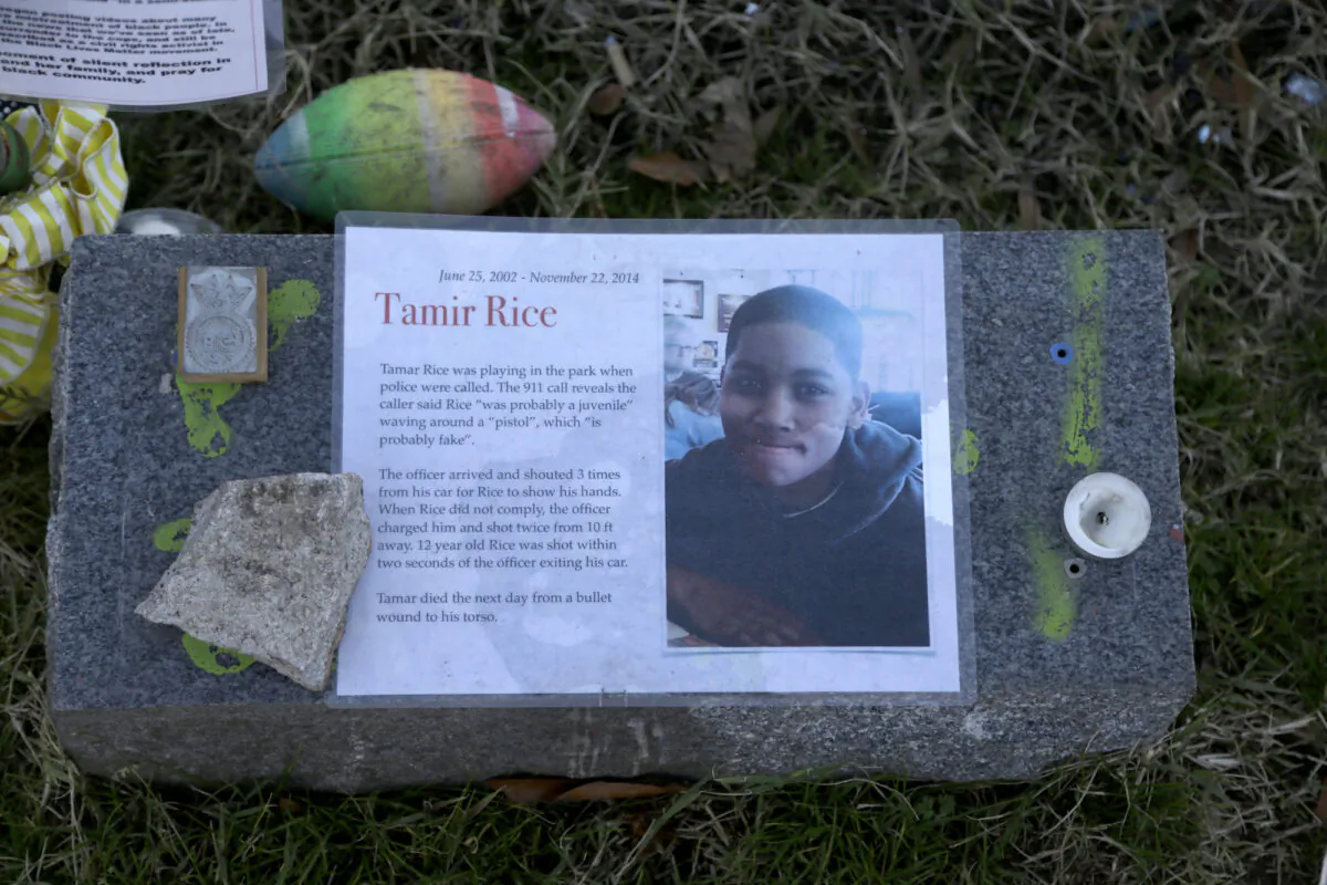 File photo showing a memorial for Tamir Rice, in Richmond, Va., on Dec. 13, 2020. (Jacqueline Larma/AP Photo, File)