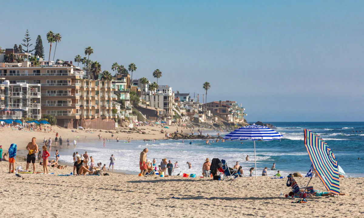A view facing southward toward The Coast Inn from Main Beach in Laguna Beach, Calif., on Oct. 15, 2020. (John Fredricks/The Epoch Times)