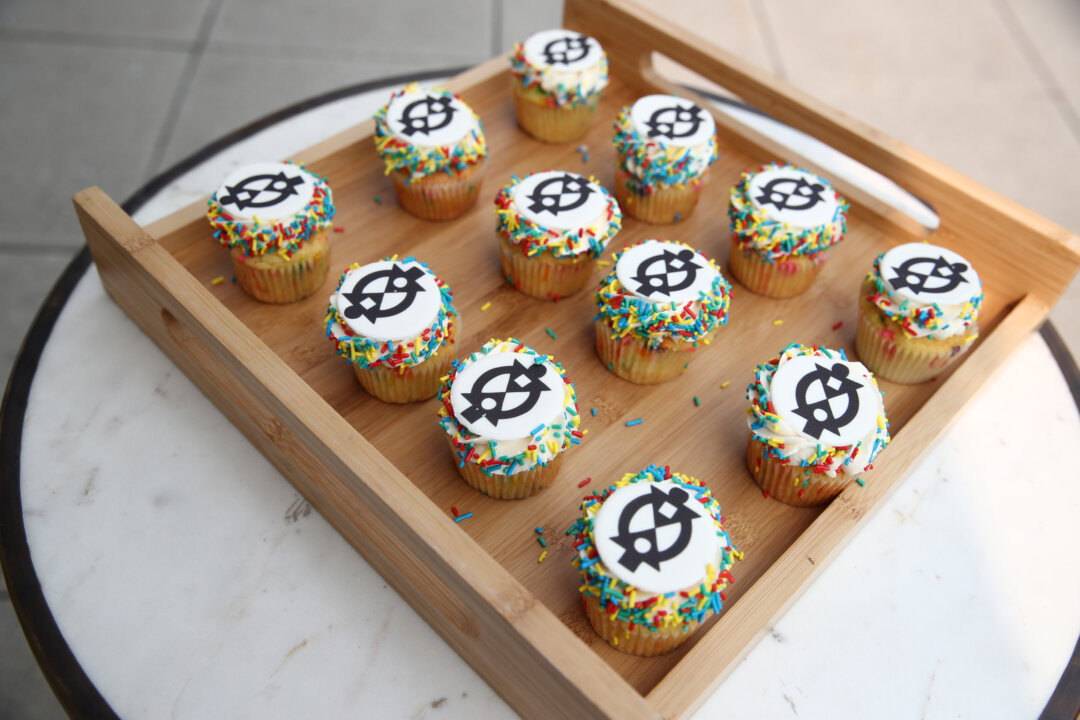 Cupcakes on display during Fashion Our Future 2020 // STUDIO 189 in New York City on Sept. 16, 2020. (Cindy Ord/Getty Images)