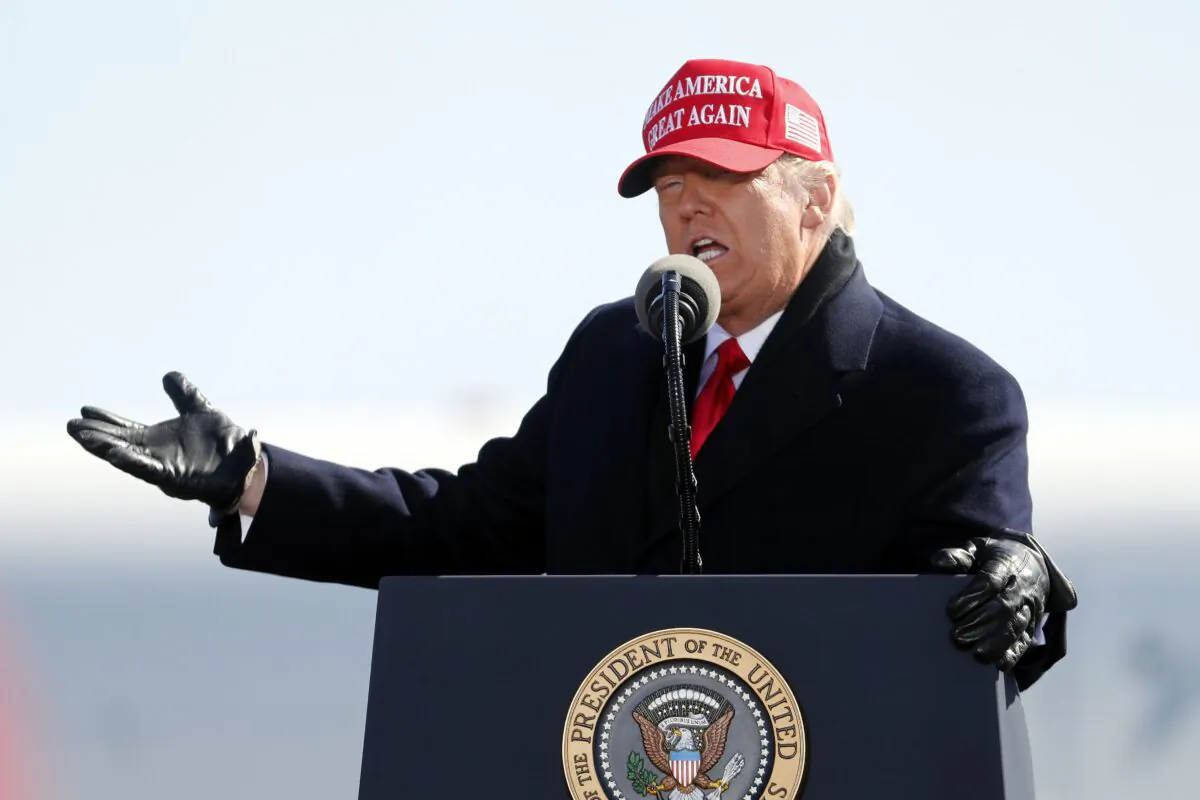 U.S. President Donald Trump speaks during a campaign rally in Fayetteville, N.C., on Nov. 2, 2020. (Karl DeBlaker/AP Photo)