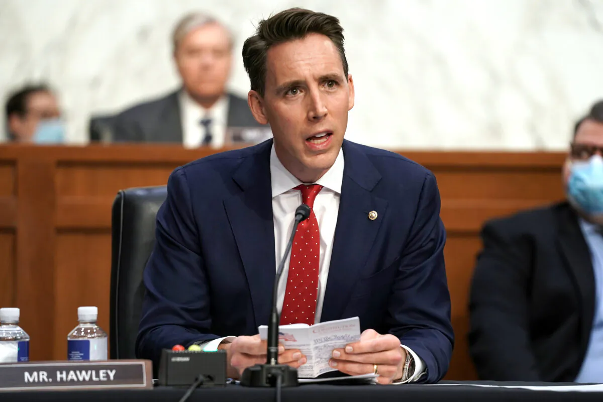 Sen. Joshua Hawley (R-Mo.) on Capitol Hill in Washington on Oct. 14, 2020. (Greg Nash/Getty Images)