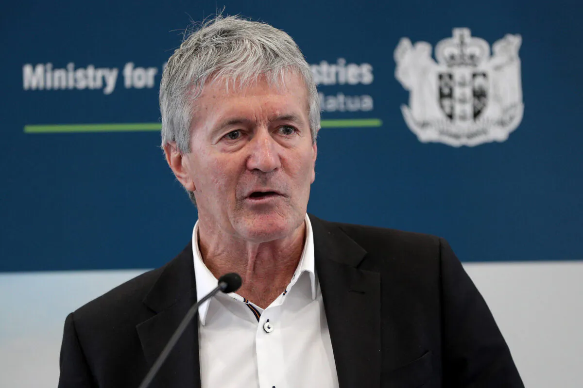 Trade Minister Damien O’Connor speaking at the government's 'Fit for a Better World ' launch in Auckland, New Zealand on July 7, 2020. (Dave Rowland/Getty Images)