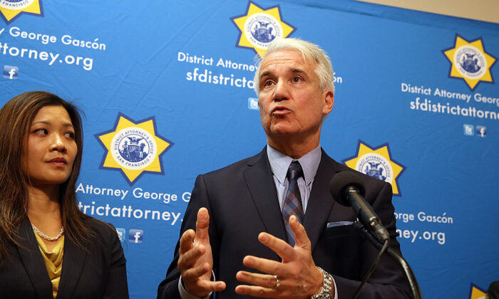 George Gascón, then San Francisco District Attorney who took office as Los Angeles County District Attorney on Dec. 7, 2020, speaks during a new conference in San Francisco, Calif., on Dec. 9, 2014. (Justin Sullivan/Getty Images)