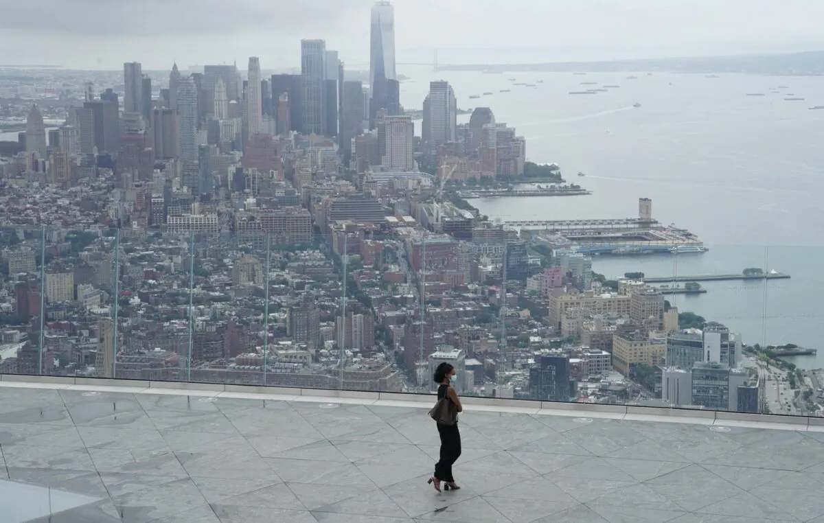 The New York City skyline seen from an observation deck in New York City, on Sept. 2, 2020. (Timothy Clary/AFP/Getty Images)