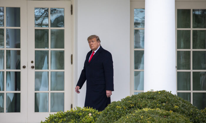 President Donald Trump walks to the Oval Office while arriving back at the White House in Washington on Dec. 31, 2020. (Tasos Katopodis/Getty Images)