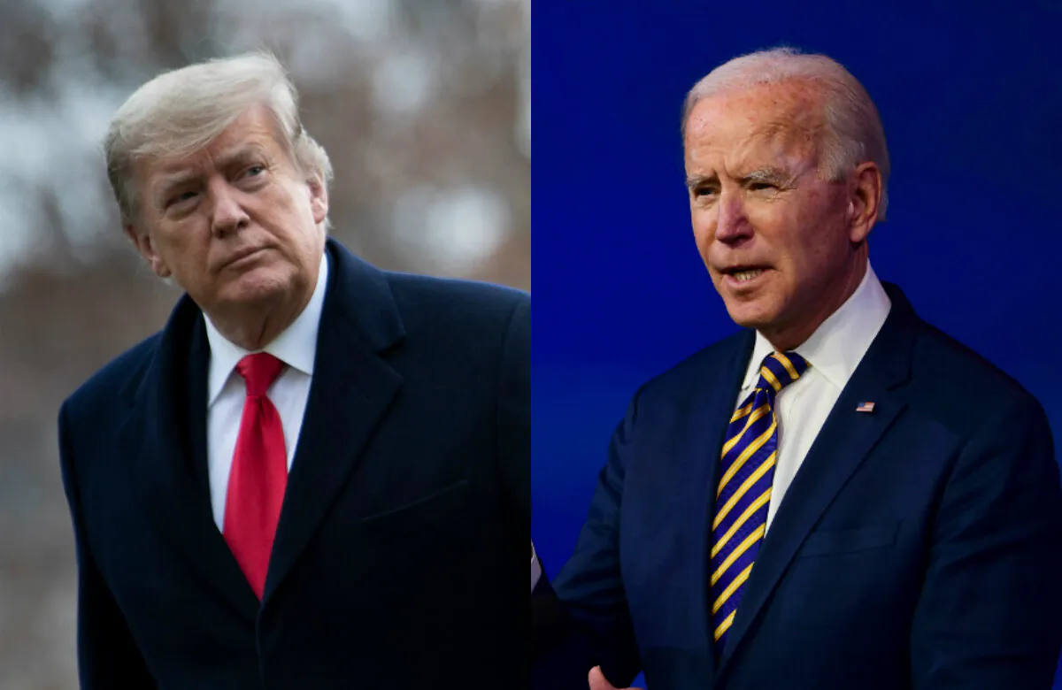 Then-President Donald Trump (L) and President Joe Biden in file photographs. (Getty Images)
