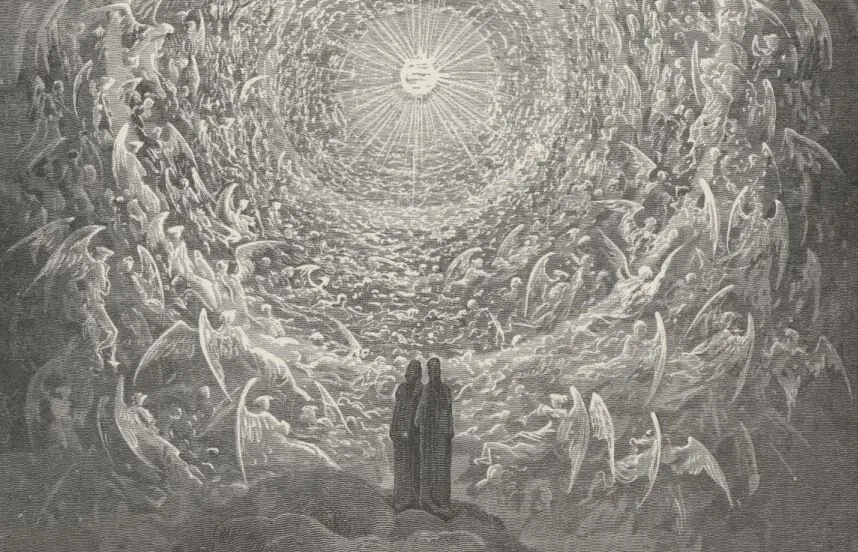 Dante and Beatrice gazing at Empyrean, in Canto 31 of Dante’s “Paradise,” illustrated by Gustave Doré. (Public Domain)