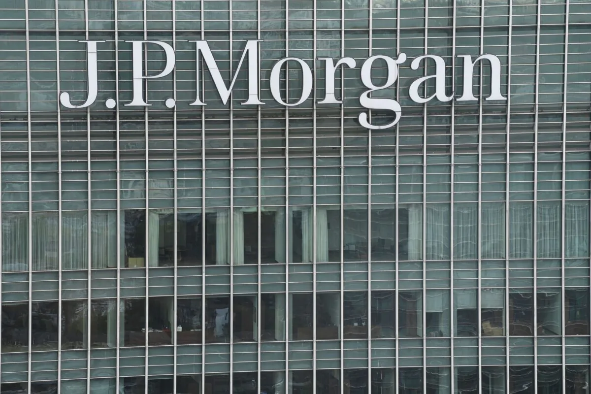 The offices of investment banking company J.P. Morgan is seen in London, England, on Sept. 2, 2020. (Daniel Leal-Olivas/AFP via Getty Images)