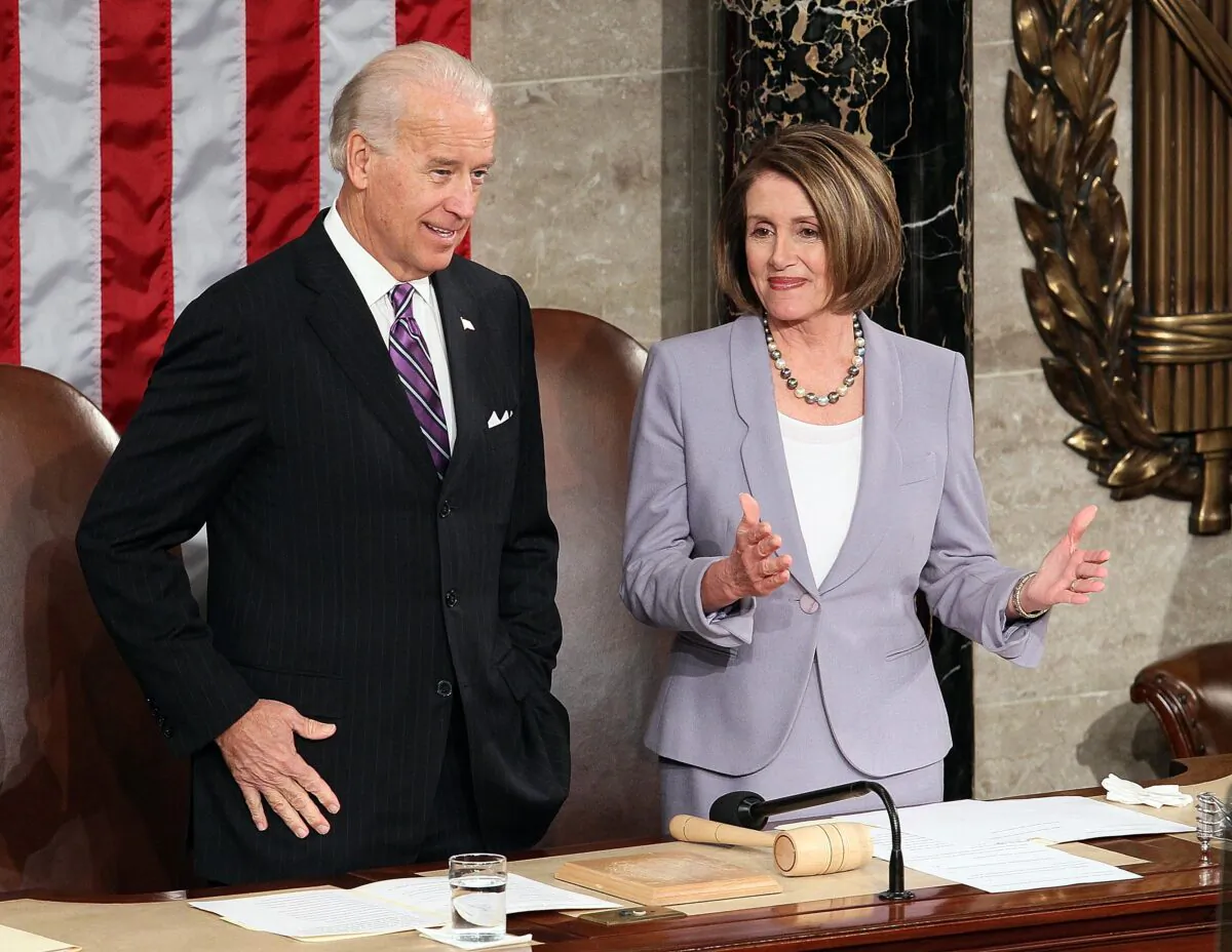 Then-Vice President Joe Biden and U.S. Speaker of the House Rep. Nancy Pelosi at the U.S. Capitol on Jan. 27, 2010. (Mark Wilson/Getty Images)