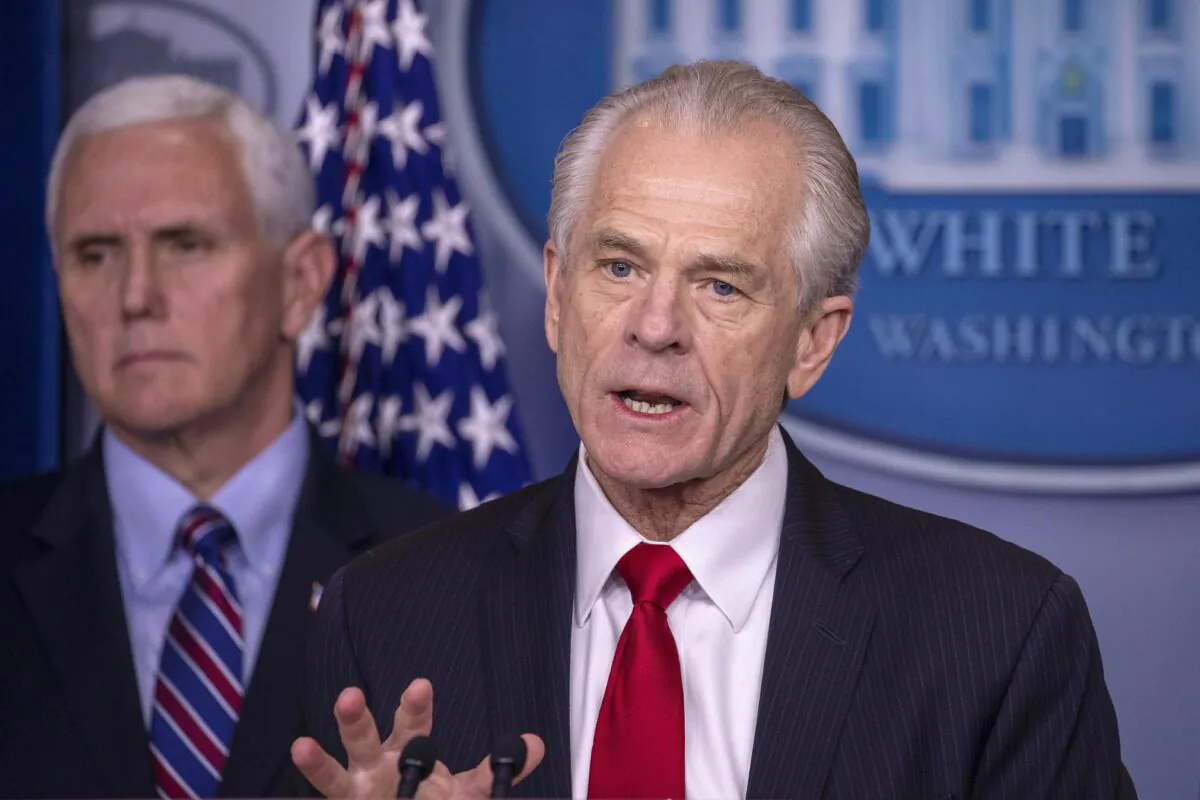 Peter Navarro, Director of the National Trade Council speaks during a press briefing in the James Brady Press Briefing Room at the White House in Washington, on March 22, 2020. (Tasos Katopodis/Getty Images)