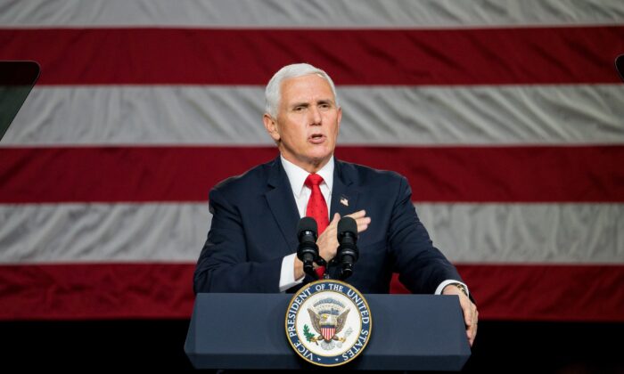 Vice President Mike Pence speaks during a visit to Rock Springs Church to campaign for GOP Senate candidates in Milner, Ga., on Jan. 4, 2021. (Megan Varner/Getty Images)