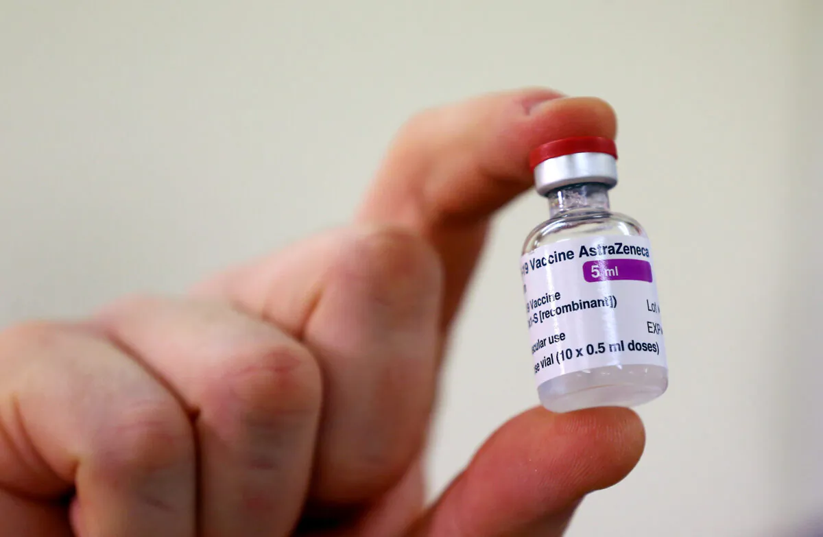 A dose of the Oxford University/AstraZeneca COVID-19 vaccine is displayed at the Princess Royal Hospital in Haywards Heath, West Sussex, England on Jan. 2, 2021. (Gareth Fuller/PA Wire/Pool via Reuters)