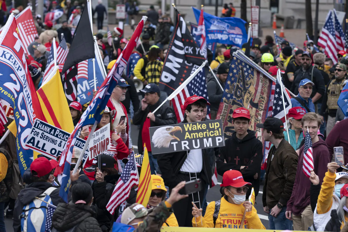 Supporters of President Donald Trump rally to protest the 2020 election, at Freedom Plaza in Washington on Dec. 12, 2020. (Jose Luis Magana/AFP via Getty Images)