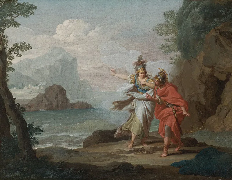 Athena appearing to Odysseus to reveal the Island of Ithaca by Giuseppe Bottani (1717–1784). (Public Domain)