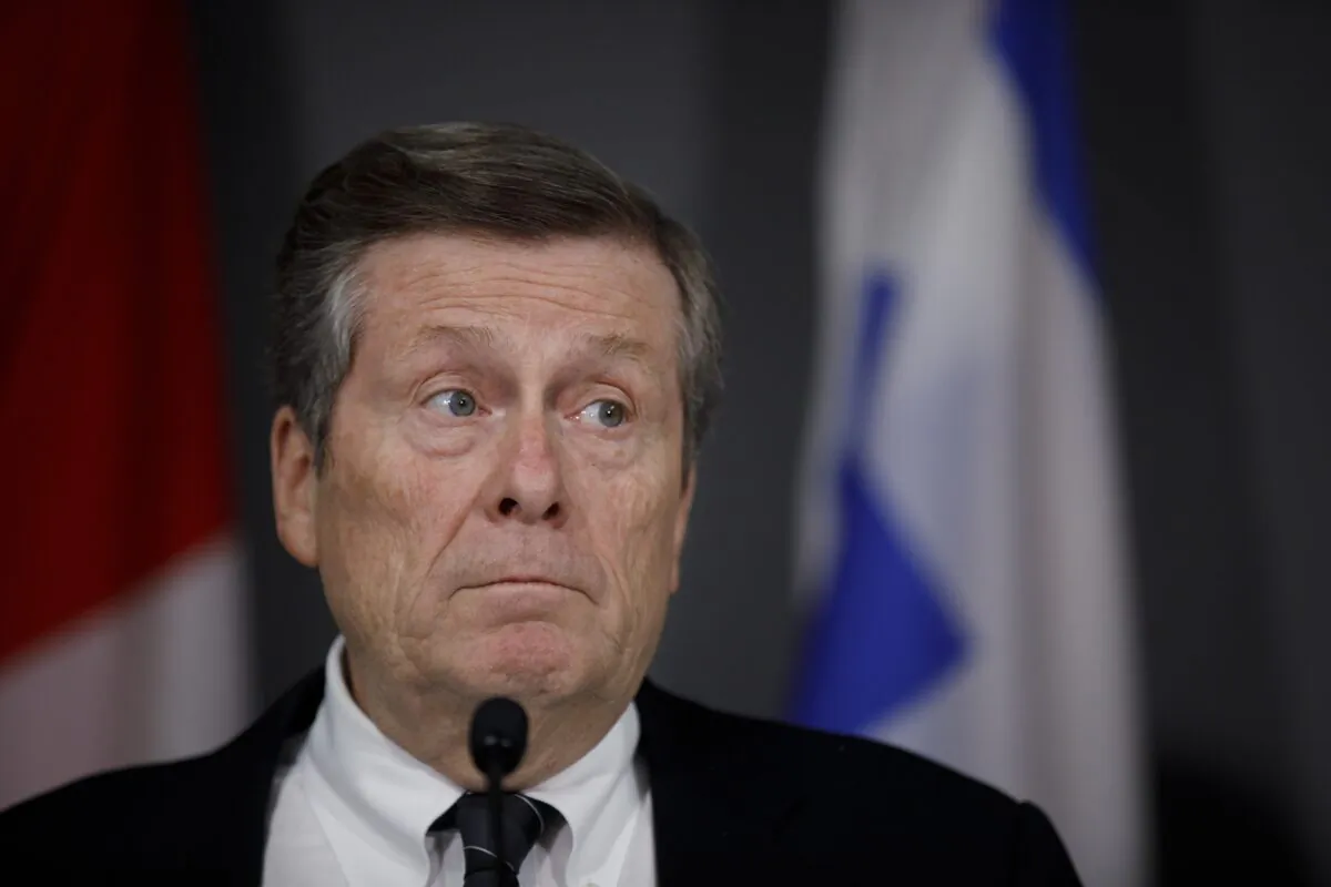 Toronto Mayor John Tory at a press conference in Toronto on Feb. 29, 2020. (Cole Burston/The Canadian Press)
