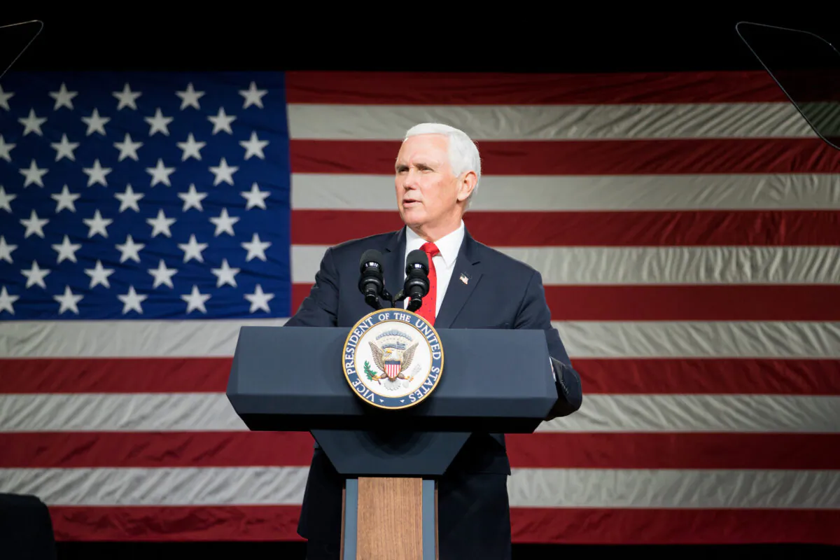 Vice President Mike Pence speaks during a visit to Rock Springs Church in Milner, Georgia, on Jan. 4, 2021. (Megan Varner/Getty Images)