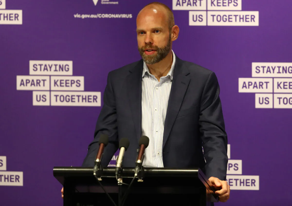 Jeroen Weimar of DHHS at a press conference in Melbourne, Australia on Oct. 14, 2020. (Robert Cianflone/Getty Images)