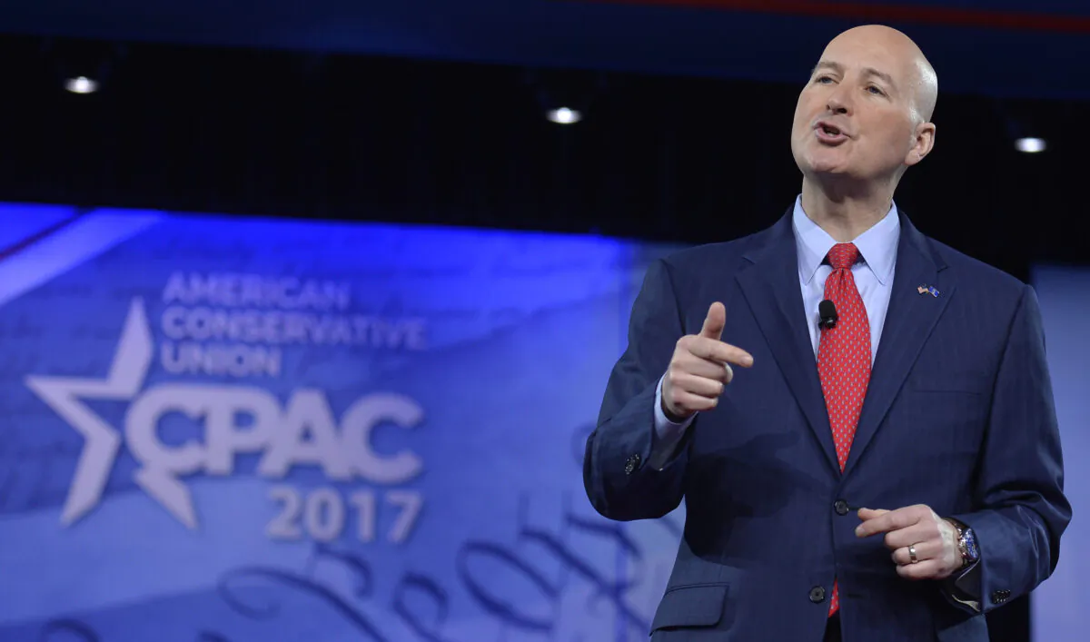 Nebraska Gov. Pete Ricketts speaks to the Conservative Political Action Conference (CPAC) at National Harbor, Maryland, on Feb. 24, 2017. (Mike Theiler/AFP/Getty Images)