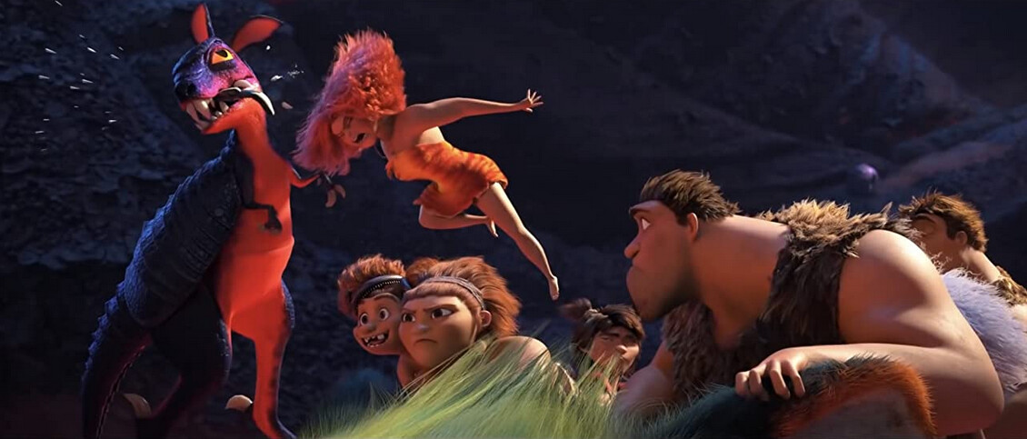cave family ride big cat in "The Croods: New Age”