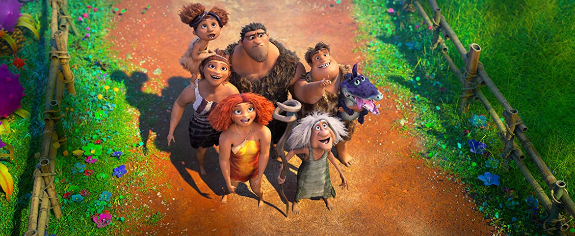 cave-family look up at a tree house in "The Croods: New Age” 