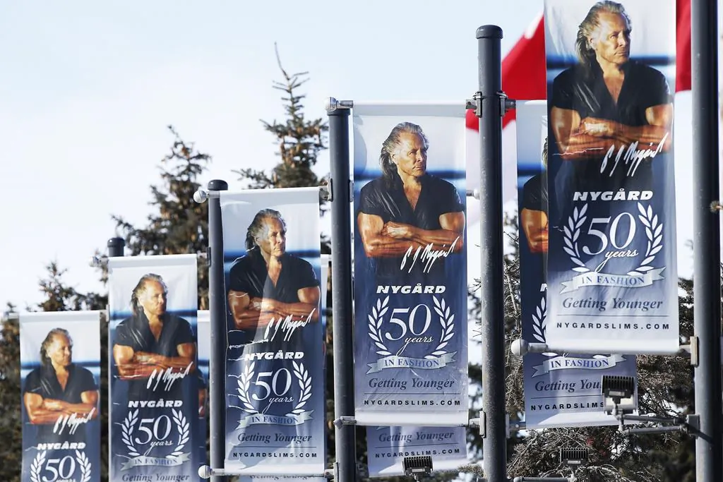 Signage at the Nygard headquarters is shown in Winnipeg on Feb. 26, 2020. (John Woods/The Canadian Press)