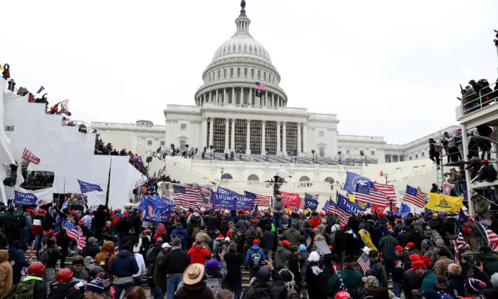 Protesters gather outside the U.S. Capitol Building in Washington on Jan. 6, 2021. (Tasos Katopodis/Getty Images)
