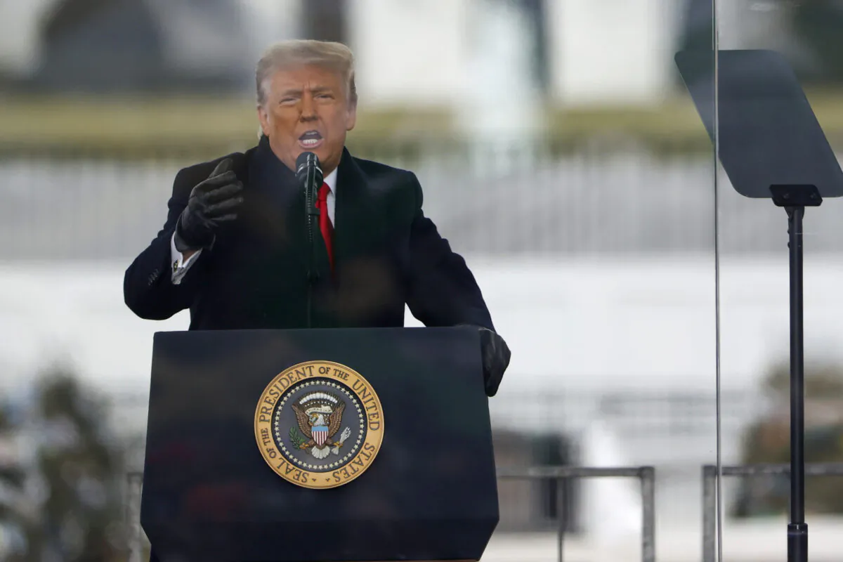 President Donald Trump speaks at the "Stop The Steal" Rally in Washington, on Jan. 06, 2021. (Tasos Katopodis/Getty Images)