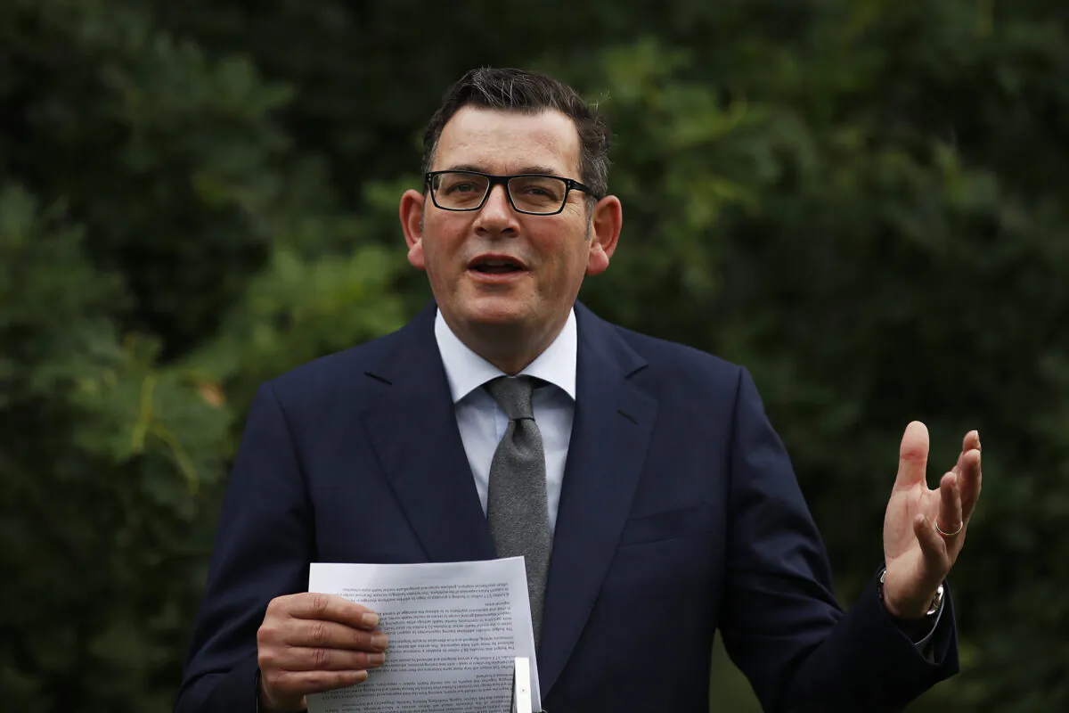 Victorian Premier Daniel Andrews at a press conference in Melbourne, Australia on Nov. 12, 2020. (Daniel Pockett/Getty Images)