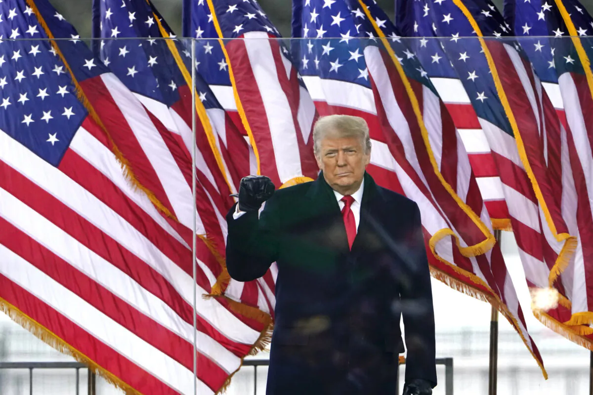 Then President Donald Trump arrives to speak at a rally in Washington on Jan. 6, 2021. (Jacquelyn Martin/AP Photo)