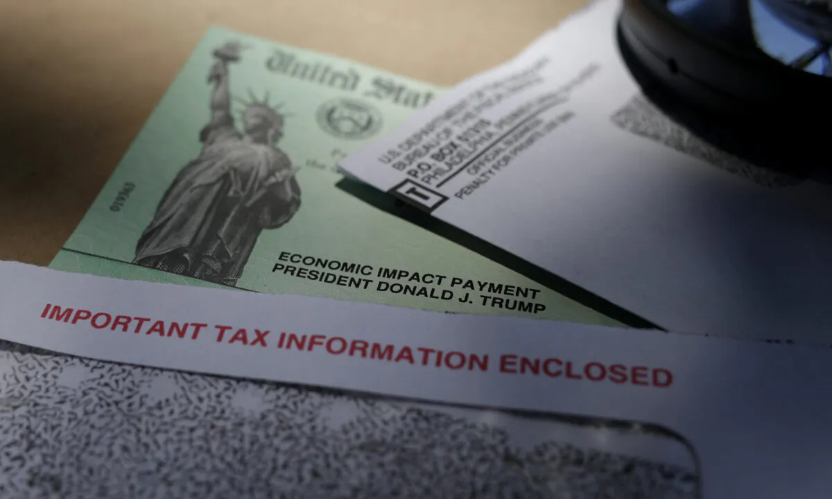 A stimulus check issued by the IRS is seen in San Antonio, Texas, on April 23, 2020. (Eric Gay/AP Photo/File)