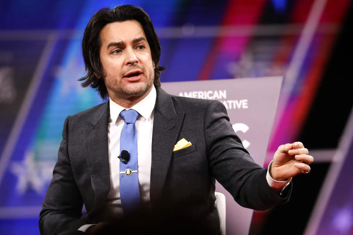 Brandon Straka, founder of the #WalkAway Campaign, speaks at the CPAC convention in National Harbor, Md., on Feb. 28, 2020. (Samira Bouaou/The Epoch Times)