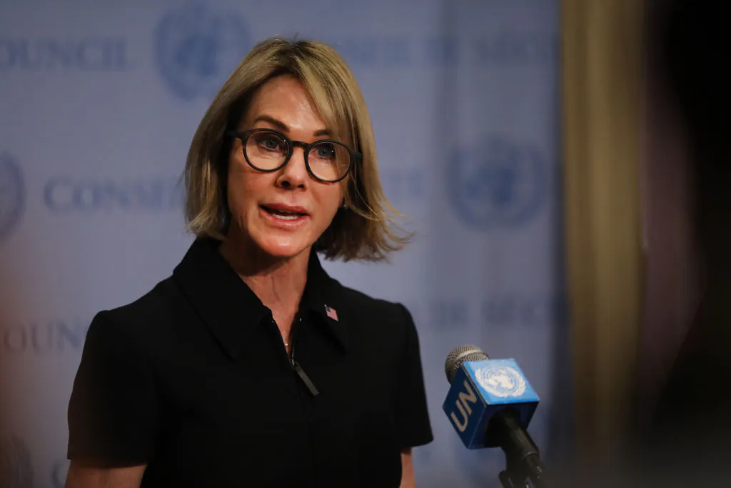 U.S. Ambassador to the United Nations, Kelly Craft, speaks to reporters at the U.N. headquarters in New York City, on Sept. 12, 2019. (Spencer Platt/Getty Images)