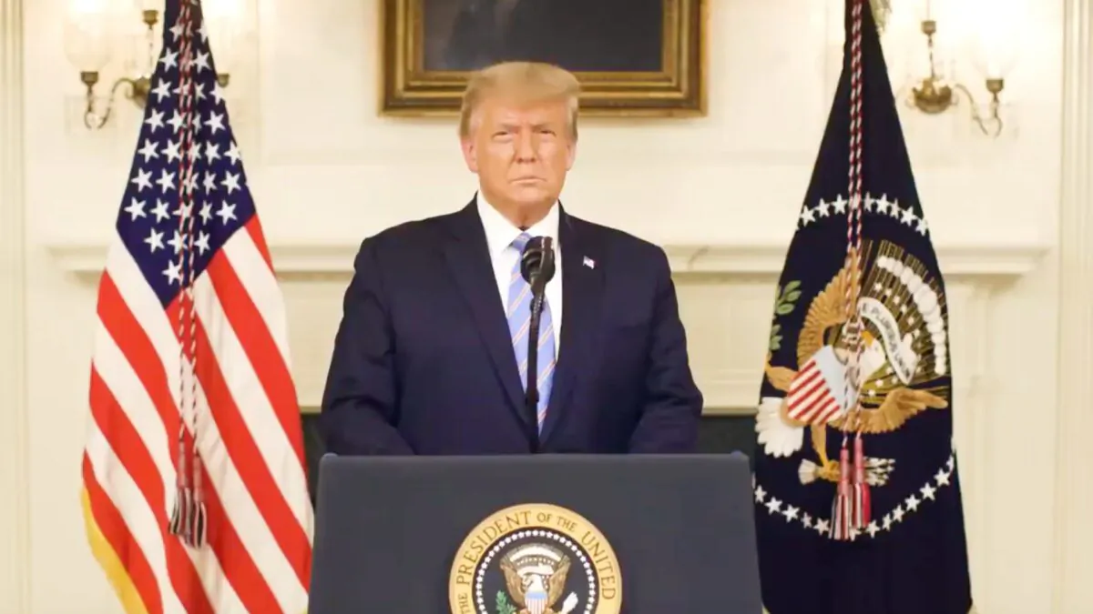 President Donald Trump speaking on video posted on his Twitter released on Jan. 7, 2020. (Screenshot/@realDonaldTrump)